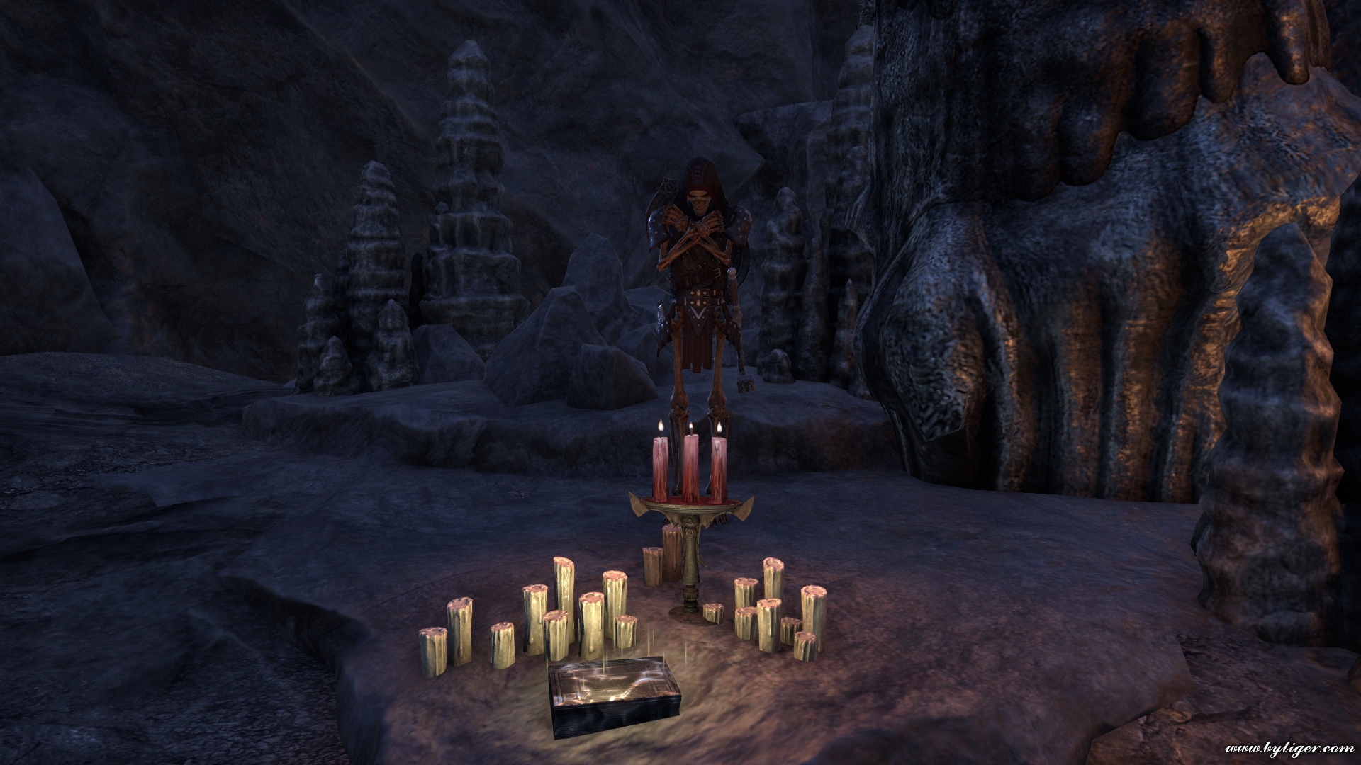 Looks like put a candle and praying for the repose of self. :) Dark Guardian in Dark Brotherhood Sanctuary.