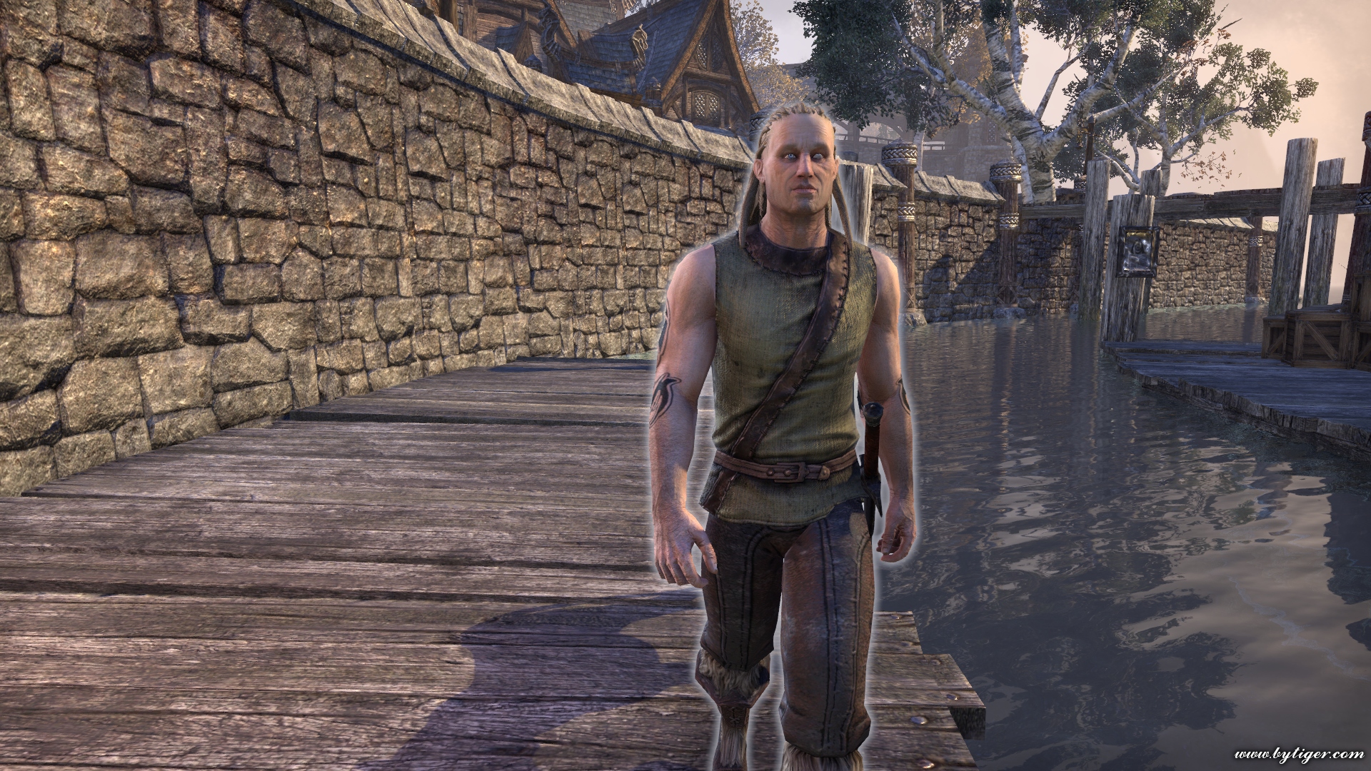 His name is Eldfyr. Walk through marketplace. Sometimes fishing at right side of marketplace down by stairs (From Riften, I offer he whose arms are coiled and stained with the ink and weeds of the sea).